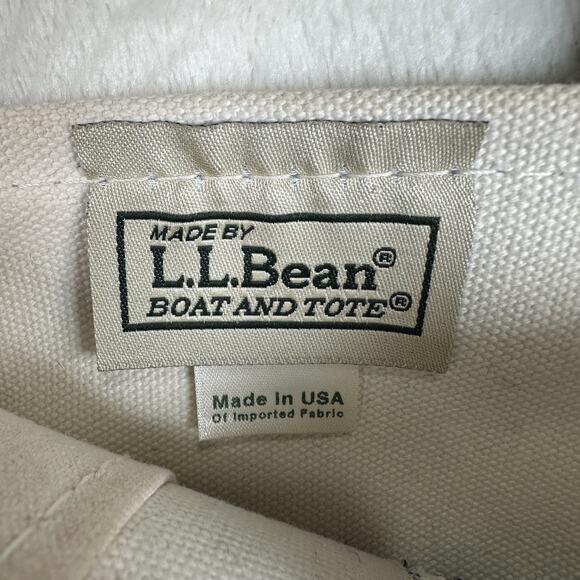 LL Bean Boat & Tote Blue with White Snowflake Canvas Double Handle Mini Tote Bag - Picture 5 of 13